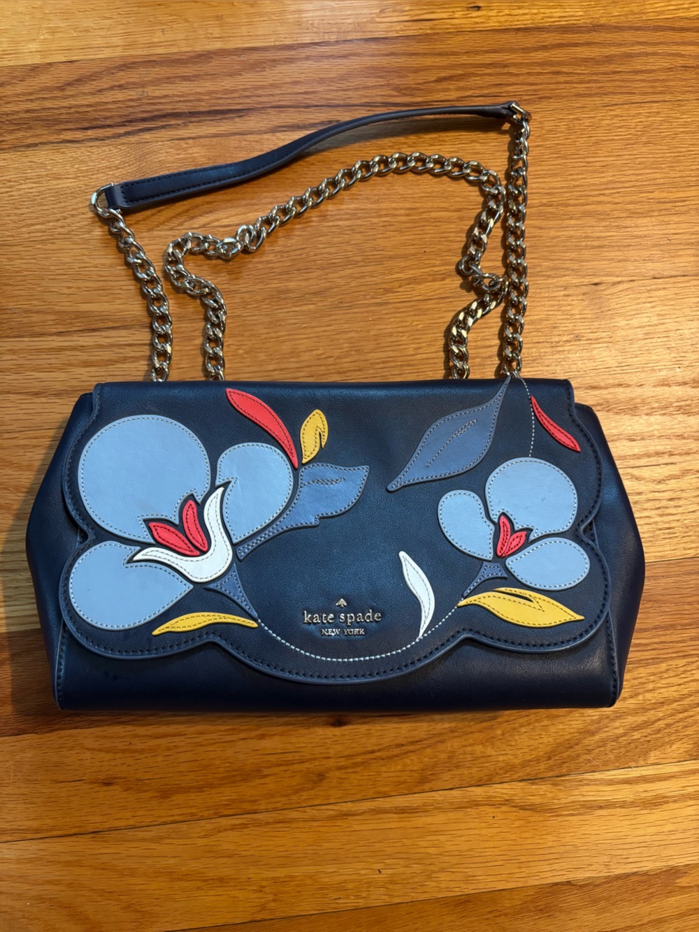 Kate Spade Briar Lane Floral Emelyn Blazer Quilted Blue Shoulder Bag